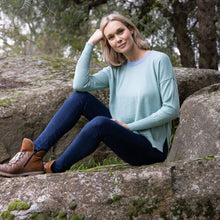 Load image into Gallery viewer, Caroline Gleeson NZ Superfine Merino Drop Shoulder Jumper - Seafoam/Light Blue