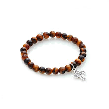 Load image into Gallery viewer, Silk & Steel Super Cross Bracelet - Tigers Eye/Silver