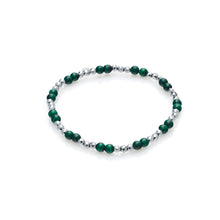 Load image into Gallery viewer, Silk & Steel Sequence Bracelet - Green Malachite/Silver