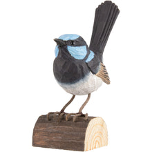 Load image into Gallery viewer, Hand Carved Deco Bird - Superb Fairy Wren