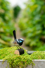 Load image into Gallery viewer, Hand Carved Deco Bird - Superb Fairy Wren