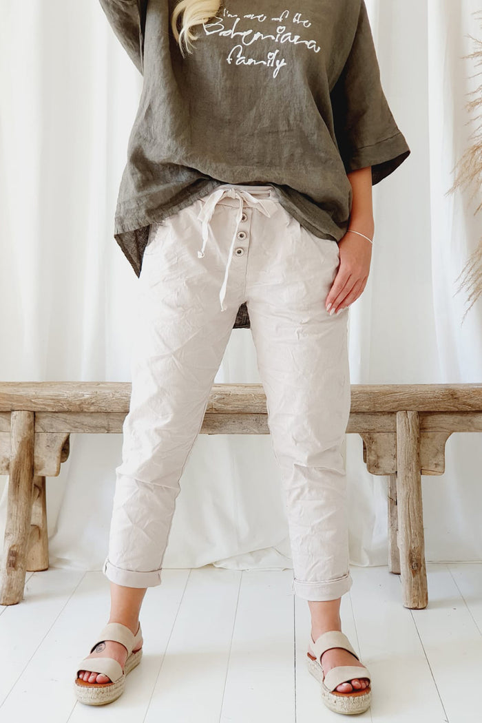 Jogger Pants Women Bypias Perfect Joggers Beige Cotton Monty Moo