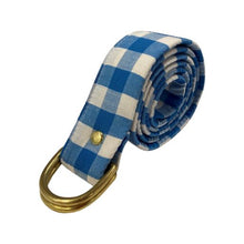 Load image into Gallery viewer, Handmade Belt - Gingham Mid Blue