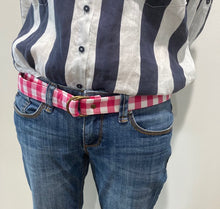 Load image into Gallery viewer, Handmade Belt - Gingham Hot Pink