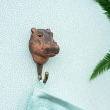 Load image into Gallery viewer, Hand Carved Wall Hook - Hippopotomus
