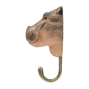 Hand Carved Wall Hook - Hippopotomus