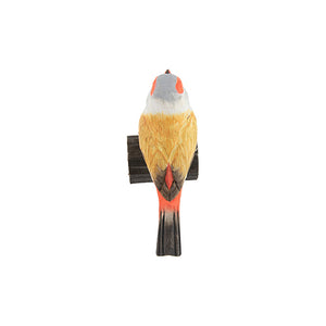 Hand Carved Deco Bird - Red Browed Finch