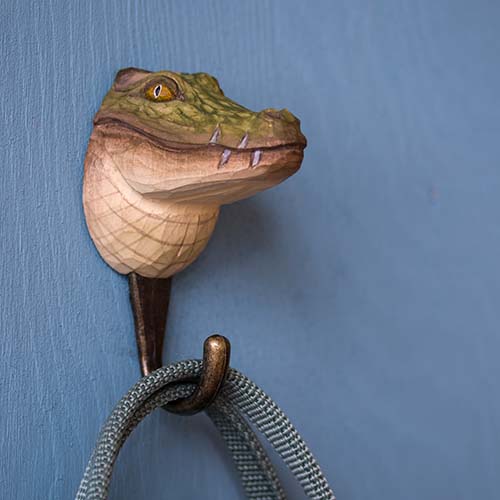 Hand Carved Wall Hook - Crocodile