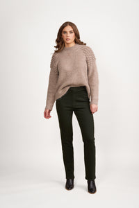 Vassalli Slim Leg Knit Denim Pull on Pant - Forest
