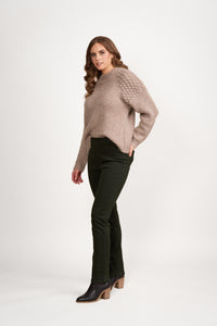 Vassalli Slim Leg Knit Denim Pull on Pant - Forest