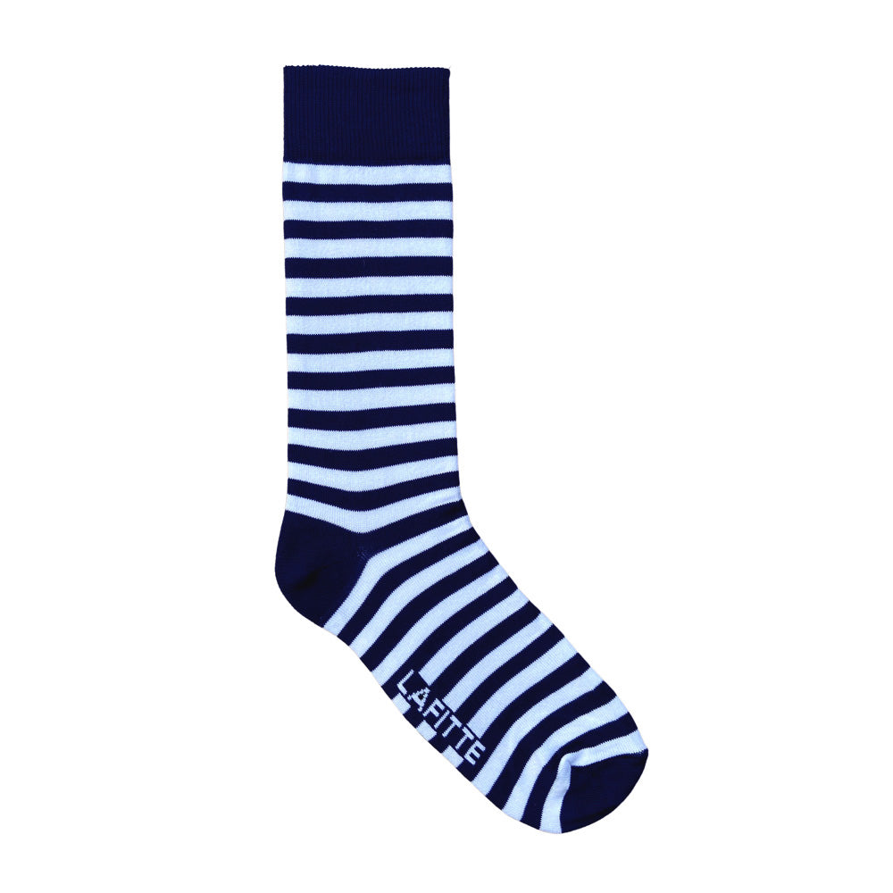 Australian Made Cotton Socks - Navy White Stripe