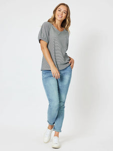 Threadz Miss perfect Tee - Navy Stripe