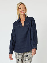 Load image into Gallery viewer, Gordon Smith Eliza Linen Shirt - Navy
