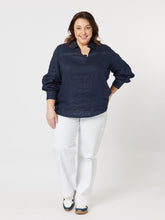 Load image into Gallery viewer, Gordon Smith Eliza Linen Shirt - Navy
