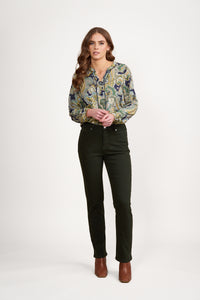 Vassalli Slim Leg Knit Jean - Forest