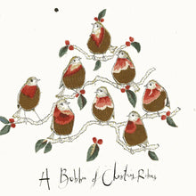 Load image into Gallery viewer, Anna Wright Card - A Bobbin of Christmas Robbins
