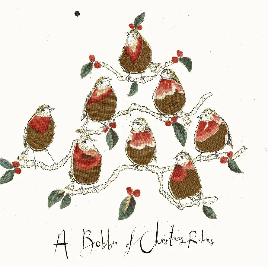 Anna Wright Card - A Bobbin of Christmas Robbins