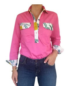 Antola Half Button Cotton Shirt - Holly