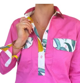 Antola Half Button Cotton Shirt - Holly