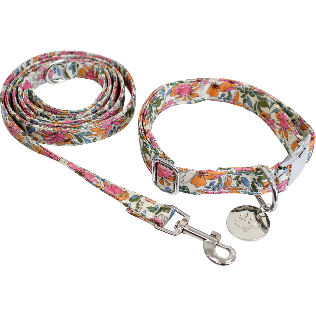 Dog Collar & Lead - Floral Large