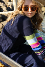 Load image into Gallery viewer, Bridge &amp; Lord Stripe Sleeve Jumper - Navy
