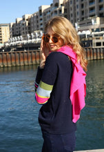Load image into Gallery viewer, Bridge &amp; Lord Stripe Sleeve Jumper - Navy

