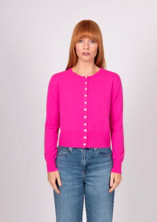Bridge & Lord Cropped Cardigan - Fuchsia