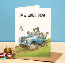 Load image into Gallery viewer, Greeting Card - Paw Wheel Drive
