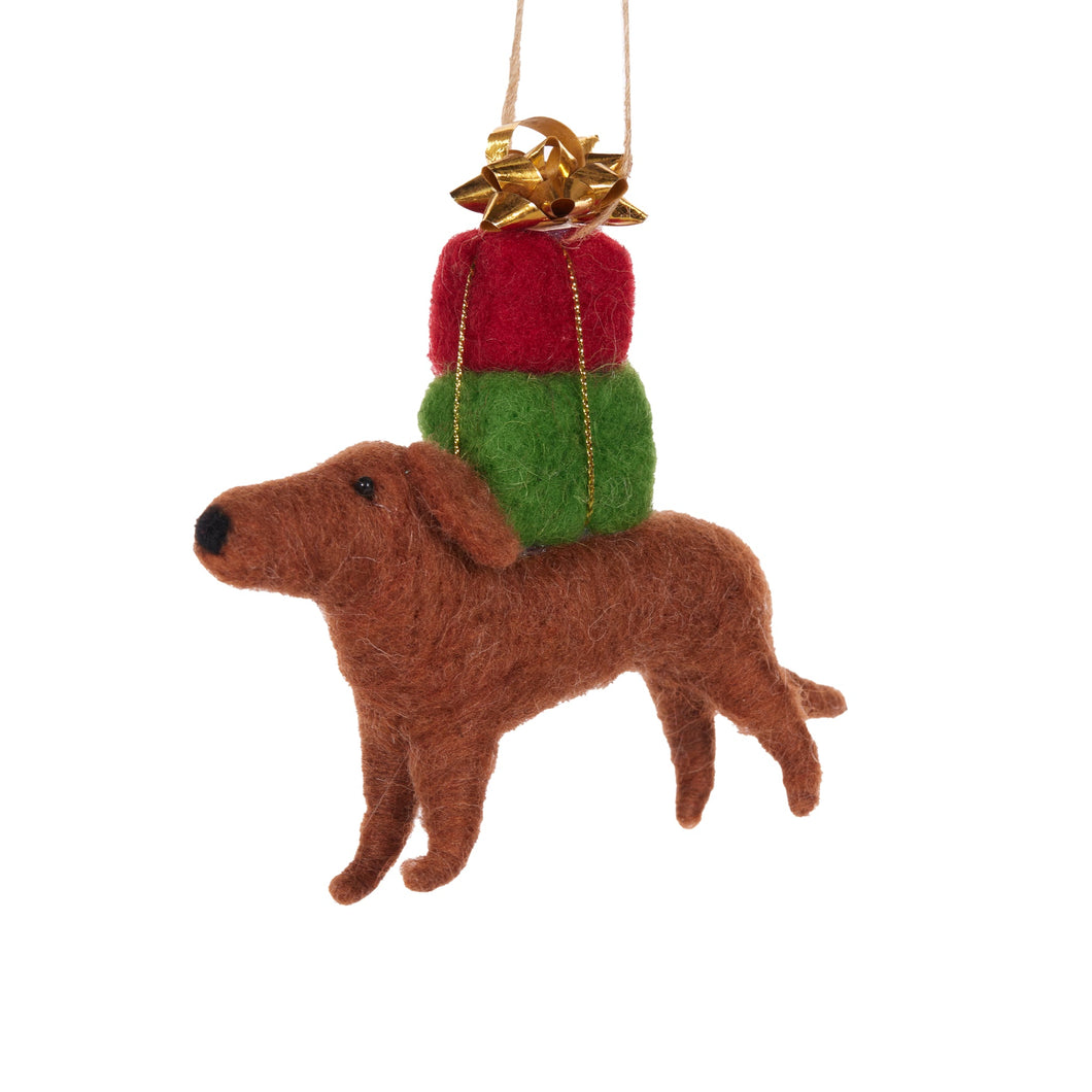Wool Dachshund with Gifts