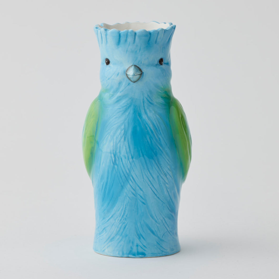 Ceramic Birdie Vase - Blue/Green