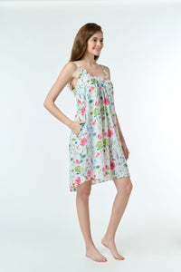 Cotton Shoestring Strap Frill Detail Nightie - Spring Floral