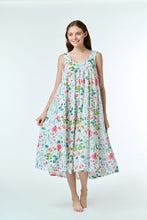 Load image into Gallery viewer, Cotton voile longer length nightie, sleeveless and a tiered style.
