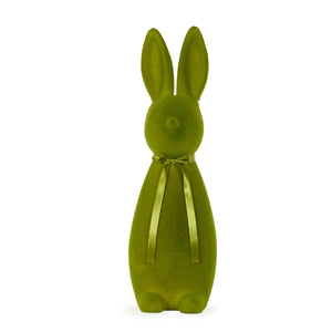 Large Flocked Rabbit with Bow Green