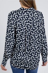 ELM Gemma Geo shirt - Navy/White