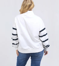 Load image into Gallery viewer, ELM Lane Zip Crew - White/Navy
