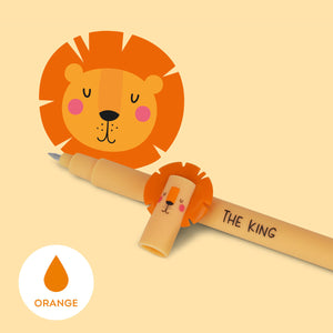 Legami Erasable Gel Pen - Orange Ink - Lion