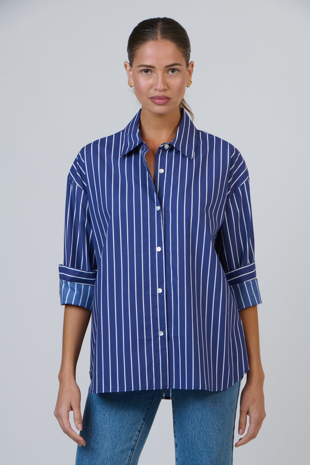 Enveloppe Cotton Shirt - Rayure Marine
