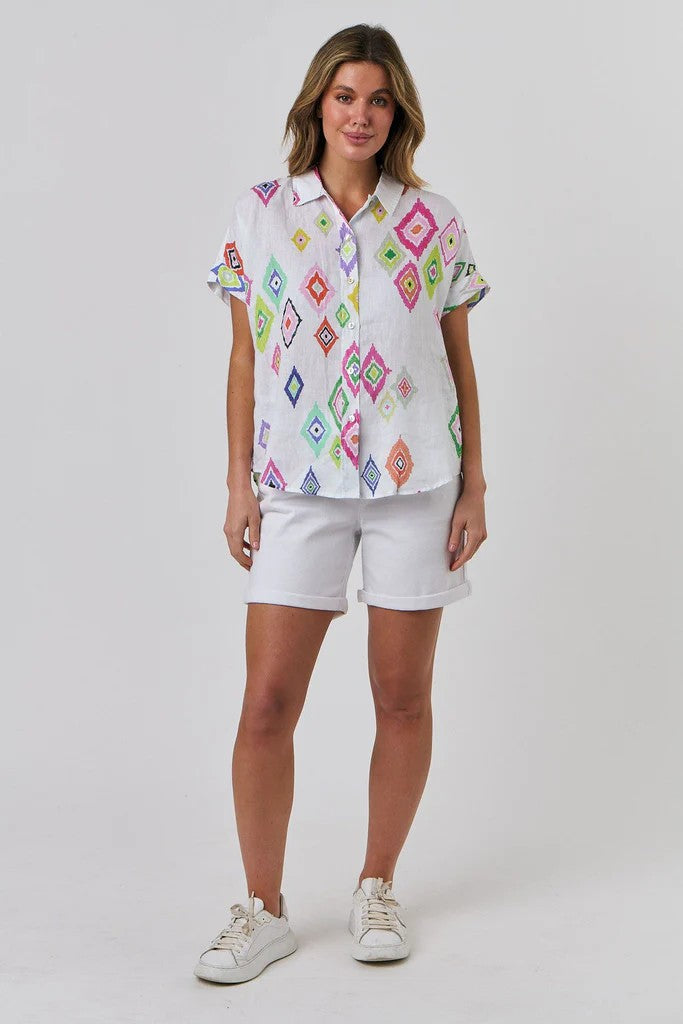 Enveloppe S/S Linen Shirt - Diamond Print