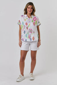 Enveloppe S/S Linen Shirt - Diamond Print