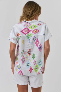 Enveloppe S/S Linen Shirt - Diamond Print