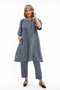 Eva Sunday Avery Dress - Navy Pinstripe