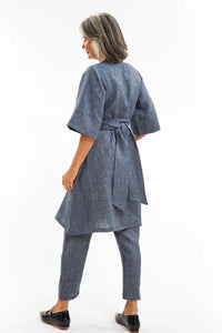 Eva Sunday Avery Dress - Navy Pinstripe