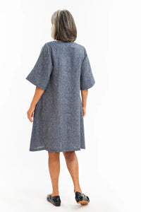Eva Sunday Avery Dress - Navy Pinstripe