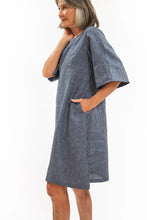 Load image into Gallery viewer, Eva Sunday Avery Dress - Navy Pinstripe
