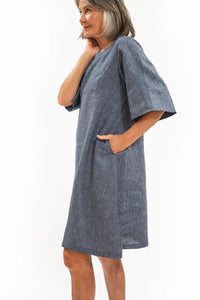 Eva Sunday Avery Dress - Navy Pinstripe