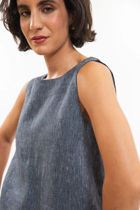 Eva Sunday Ellis Shelltop - Navy Pinstripe