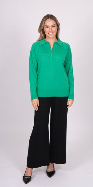Fields 1/4 Zip Polo Jumper - Emerald