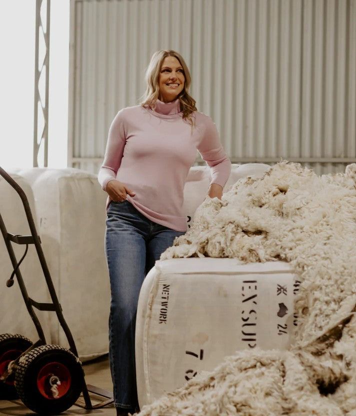 Fields Knitwear Roll Neck Wool Jumper - Magnolia