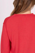 Load image into Gallery viewer, Fields V Neck Roll Trim Jumper - Campari
