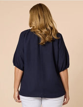 Load image into Gallery viewer, Gordon Smith Lino V Neck Top - Navy
